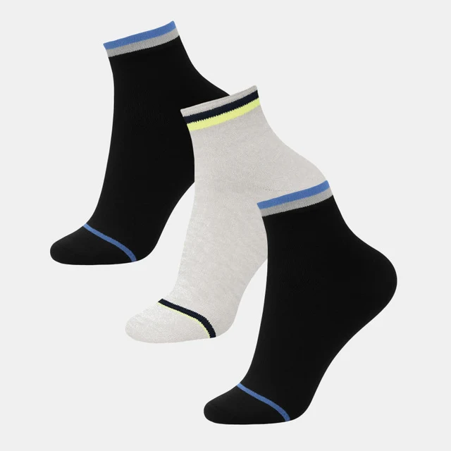 Men Cotton Blend Ankle Length Socks with Breathable Stretchable Comfort for Office and Sports Use - Pack of 3